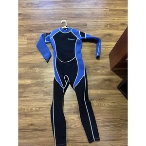 IREENUO Kids Blue Black Neoprene 2.5mm Thick Long Sleeve One Piece Wetsuit Sz 12